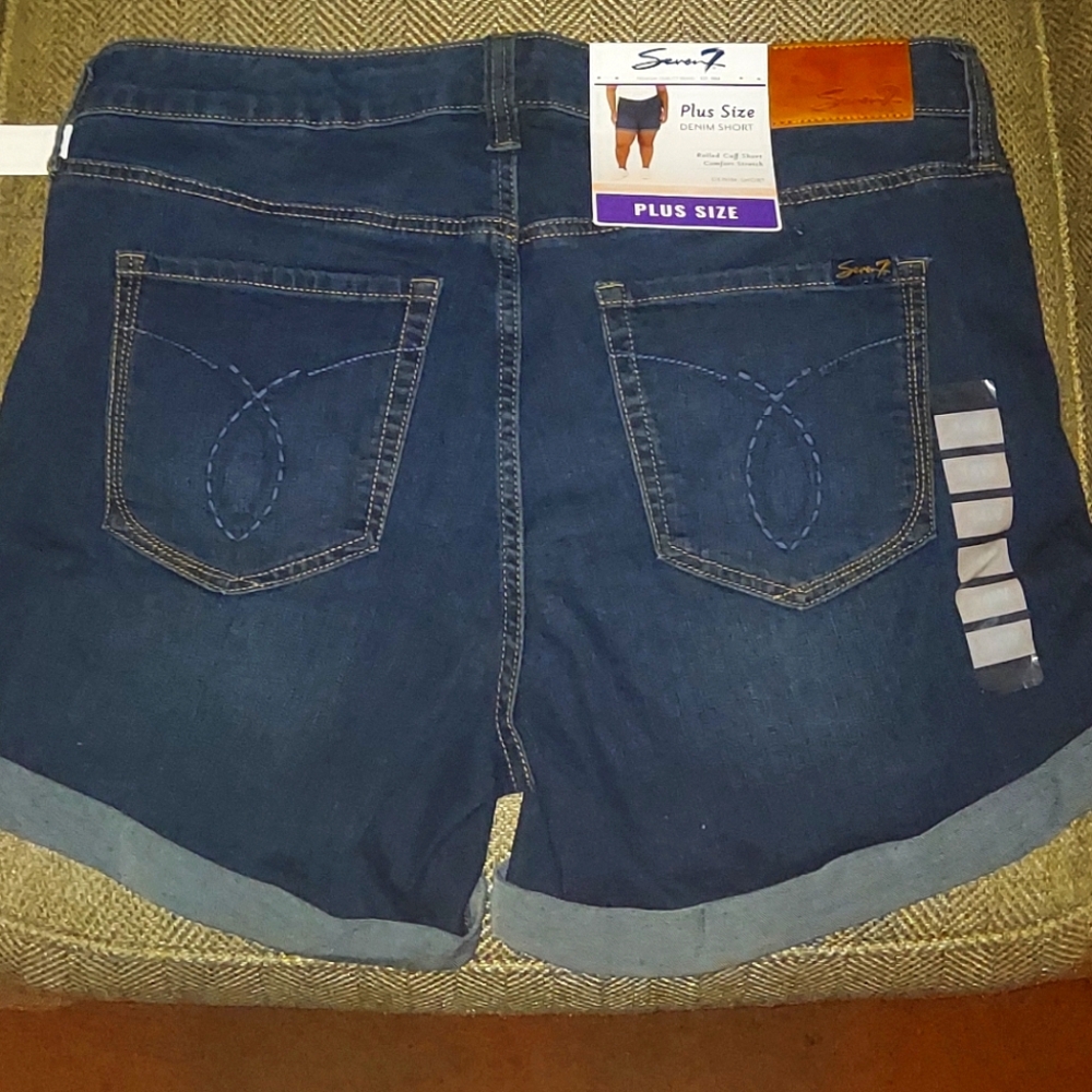 Seven7 Women's Plus Size Denim Shorts - Blue